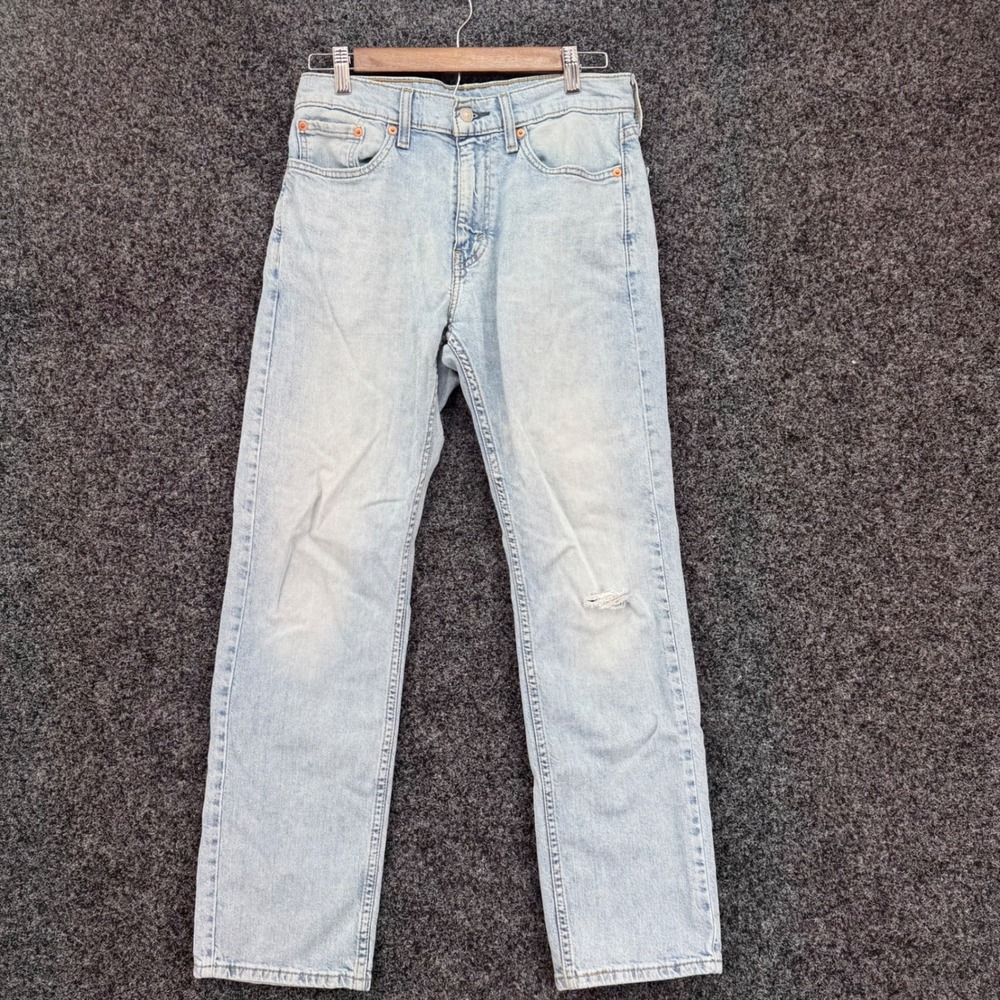Levis 505 Regular Fit Jeans Mens 30x30 Light Wash Blue Denim Straight Leg